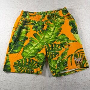 Born Fly Boys Orange Tropical Palm Leaf Knit Shorts XL 18-20 Cotton Streetwear